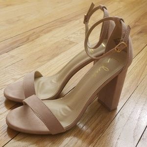 Lulu's Taylor Blush Suede Ankle Strap Heels Size 8